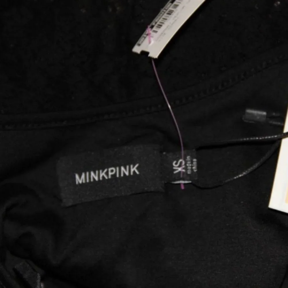 NWT MINKPINK Rosemary Peplum Black Stretch Lace Camisole Top XS